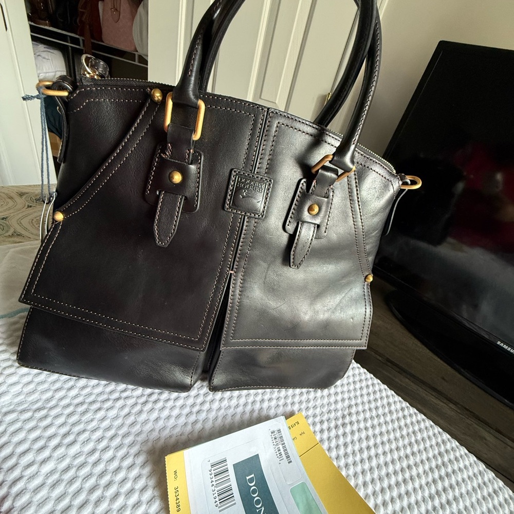 Dooney & Bourke Black Florentine Leather Clayton Satchel